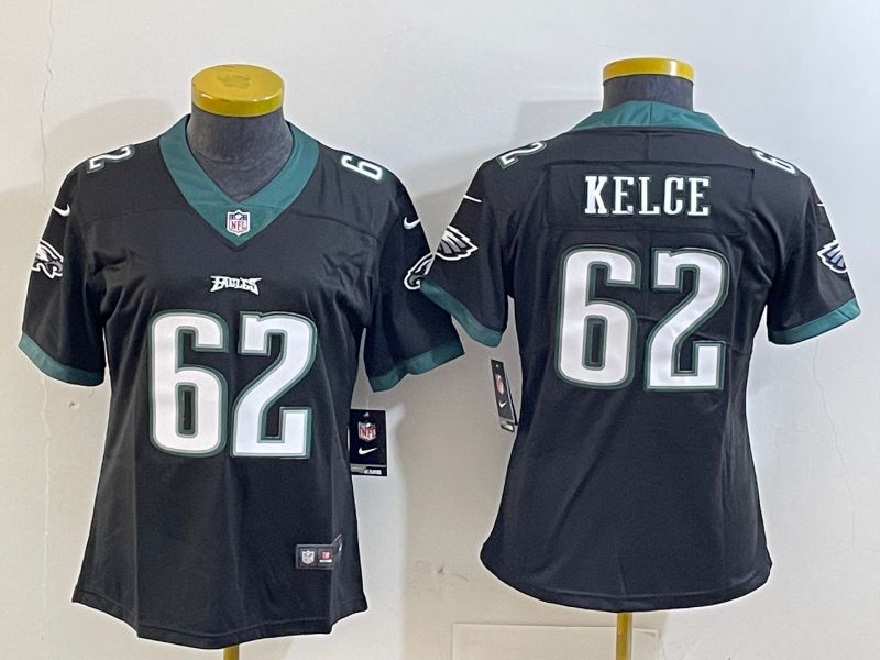 Youth Philadelphia Eagles #62 Kelce Black 2025 Nike Vapor Limited NFL Jersey style 1